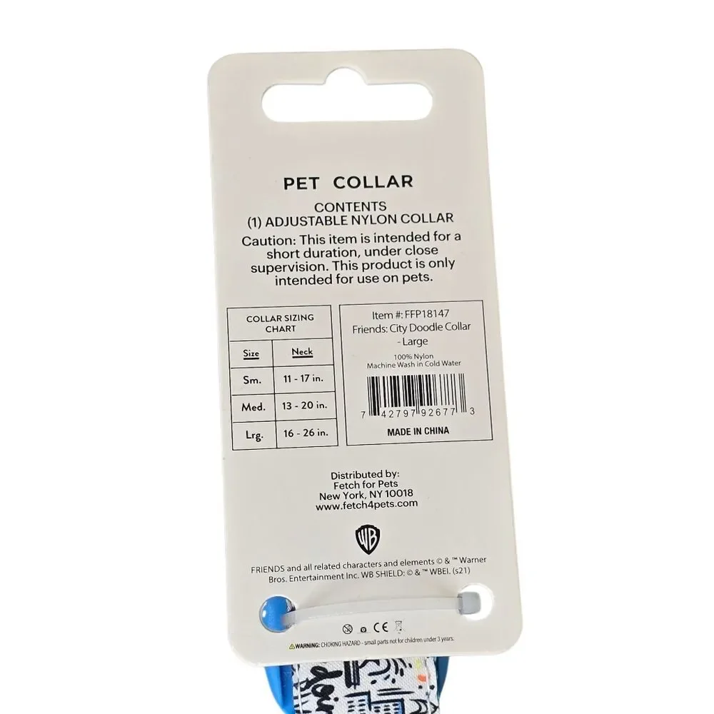 NWT FRIENDS Colorful Doodle Graphic Pet Collar & Leash Set Large